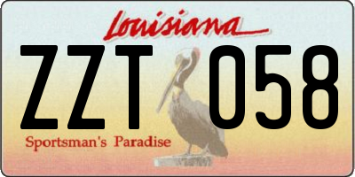 LA license plate ZZT058