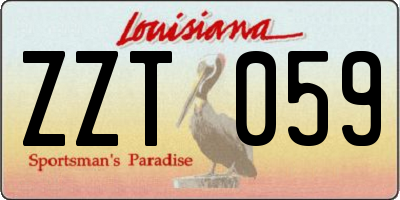 LA license plate ZZT059