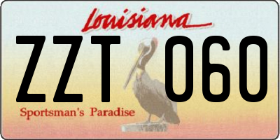 LA license plate ZZT060