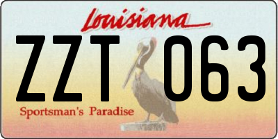 LA license plate ZZT063