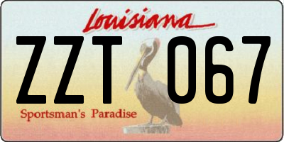 LA license plate ZZT067