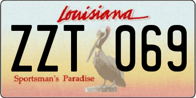 LA license plate ZZT069