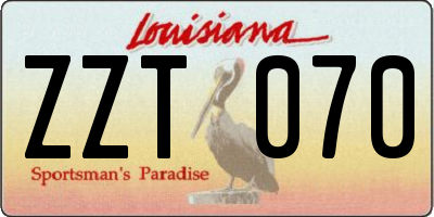 LA license plate ZZT070