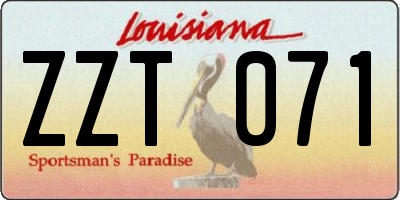 LA license plate ZZT071