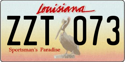 LA license plate ZZT073