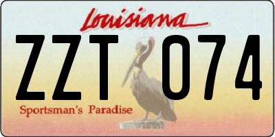 LA license plate ZZT074