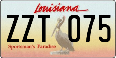 LA license plate ZZT075