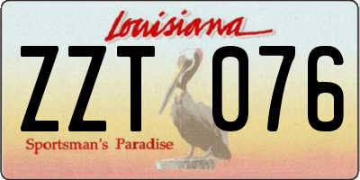 LA license plate ZZT076