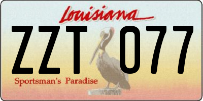 LA license plate ZZT077