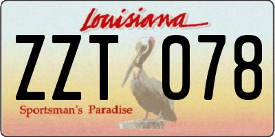 LA license plate ZZT078