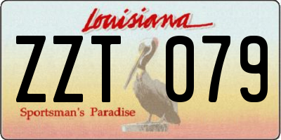 LA license plate ZZT079