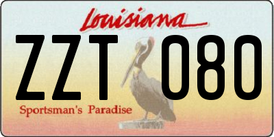 LA license plate ZZT080