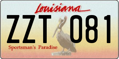 LA license plate ZZT081