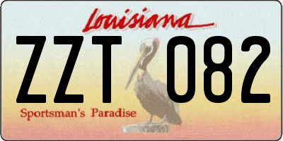 LA license plate ZZT082