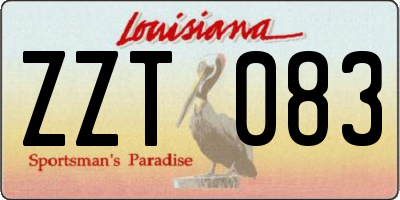 LA license plate ZZT083