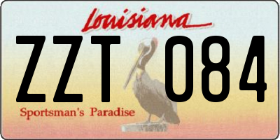 LA license plate ZZT084