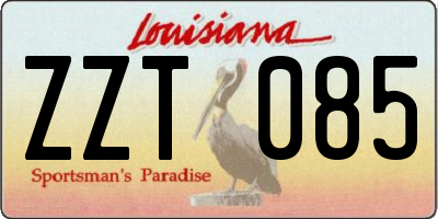 LA license plate ZZT085