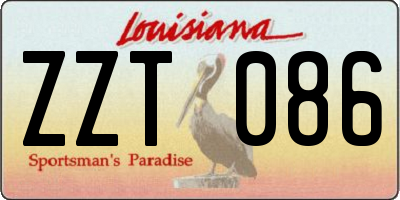 LA license plate ZZT086