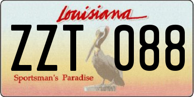 LA license plate ZZT088