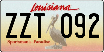 LA license plate ZZT092