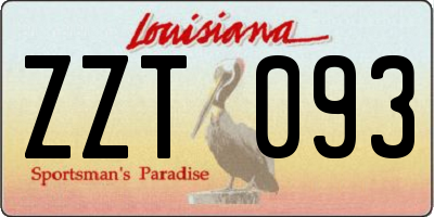 LA license plate ZZT093