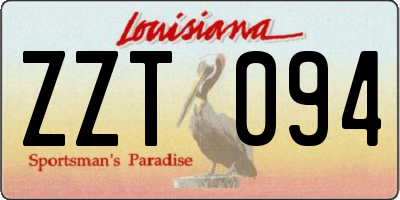 LA license plate ZZT094