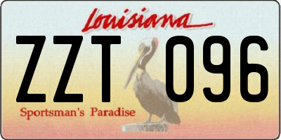 LA license plate ZZT096