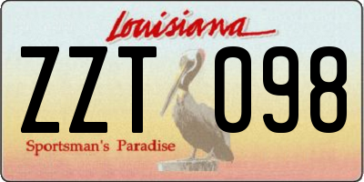 LA license plate ZZT098