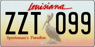 LA license plate ZZT099