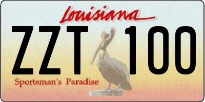 LA license plate ZZT100