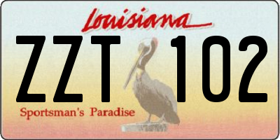 LA license plate ZZT102