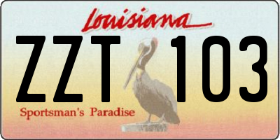 LA license plate ZZT103