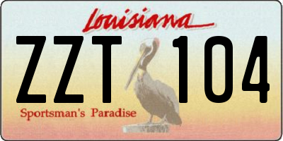 LA license plate ZZT104