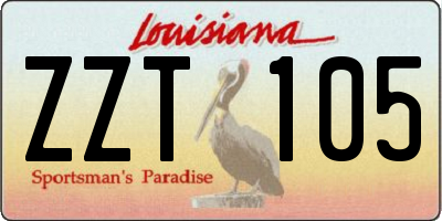 LA license plate ZZT105