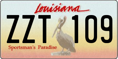 LA license plate ZZT109