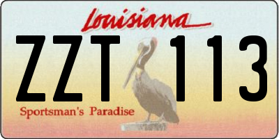 LA license plate ZZT113