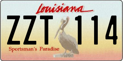 LA license plate ZZT114