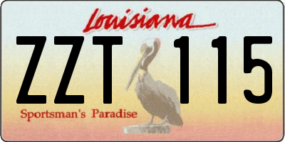 LA license plate ZZT115