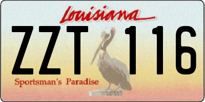 LA license plate ZZT116