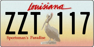 LA license plate ZZT117