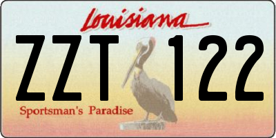 LA license plate ZZT122