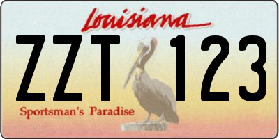 LA license plate ZZT123