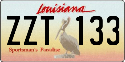 LA license plate ZZT133