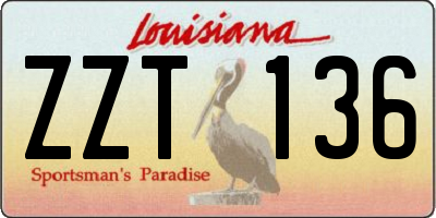 LA license plate ZZT136