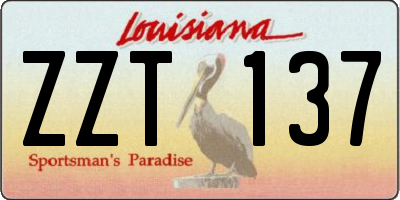 LA license plate ZZT137