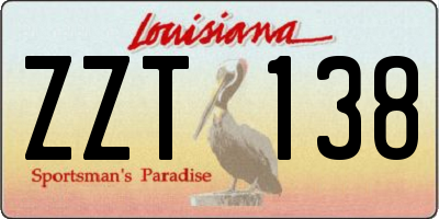 LA license plate ZZT138