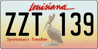 LA license plate ZZT139