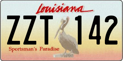 LA license plate ZZT142