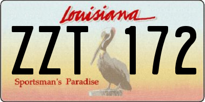 LA license plate ZZT172