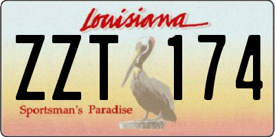 LA license plate ZZT174